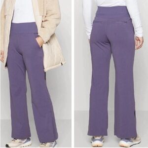 ATHLETA PLUS SIZE VENICE FLARE HIGH RISE WIDE LEG PANT IN NIGHTFALL PURPLE